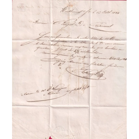CURSIVE 82 MONTHUREUX SUR SAONE CAD TYPE 12 DARNEY VOSGES POUR AUDINCOURT INDICE 14 LETTRE
