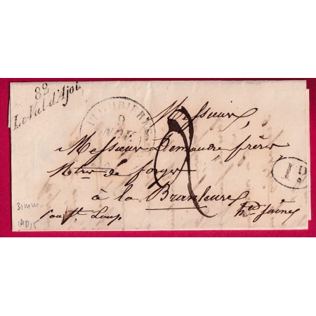 CURSIVE 82 LE VAL D'AJOL T13 PLOMBIERE VOSGES 1845 DECIME RURAL POUR ST LOUP HAUTE SAONE INDICE 15 LETTRE