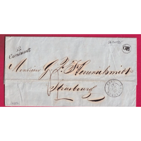 CURSIVE 82 CORMIMONT VOSGES CAD  TYPE 15 SAULXURE 1847 OR LA BRESSE POUR STRASBOURG LETTRE