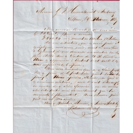CURSIVE 82 CORMIMONT VOSGES CAD  TYPE 15 SAULXURE 1847 OR LA BRESSE POUR STRASBOURG LETTRE