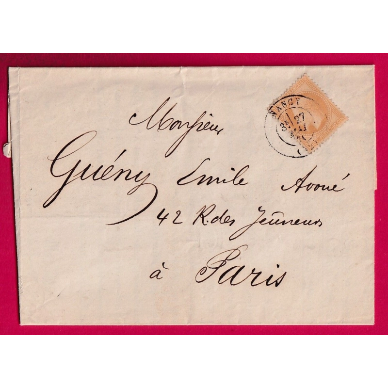 COMMUNE DE PARIS TENTATIVE ENTREE NANCY MEURTHE ET MOSELLE 27 MAI 1871 POUR PARIS TARIF IMPRIME SANS CACHET ARRIVE