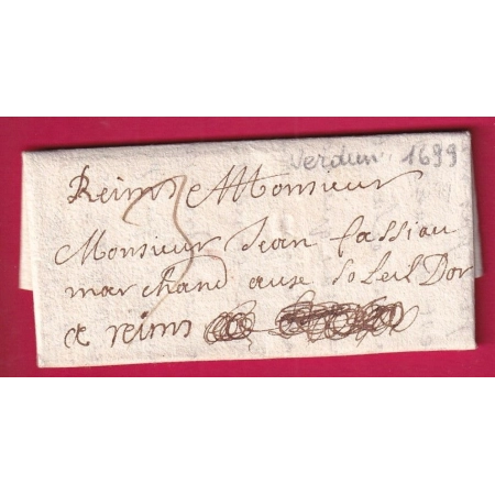 LETTRE DE VERDUN MEUSE 1699 POUR REIMS MARNE LETTRE