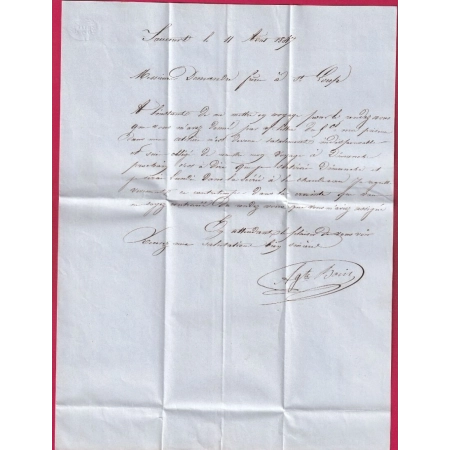 CURSIVE 50 DOULAINCOURT HAUTE MARNE 1847 BOITE RURALE A SAUCOURT POUR ST LOUP HAUTE SAONE LETTRE