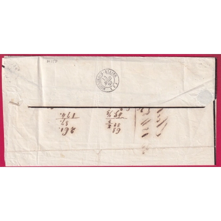 N°1 BISRE BRUN PC 1083 DECIZE NIEVRE POUR VARENNES ALLIER 1852 LETTRE