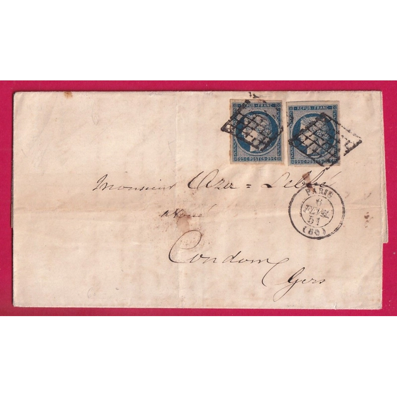 N°4 X2 GRILLE PARIS TTB POUR CONDOM GERS 1851 LETTRE