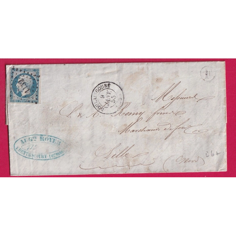 N°14 PC 1132 DOULAINCOURT BOITE RURALE F BETTAINCOURT POUR LILLE NORD LETTRE