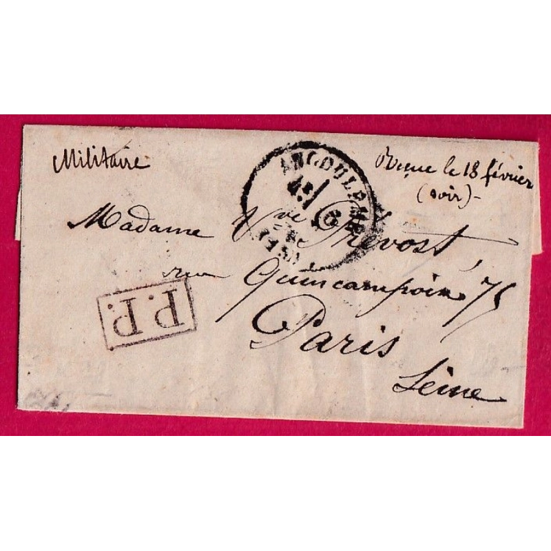 GUERRE 1870 TENTATIVE ENTREE ANGOULEME CHARENTE 16 OCT 1870 MENTION ARRIVE 18 FEVRIER 1871 LETTRE