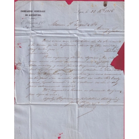 N°14 PC 1818 LYON A 68 A POUR ANNECY HAUTE SAVOIE TAXE SARDE 5 AVEC ERGOT 1856 ETATS SARDES LETTRE