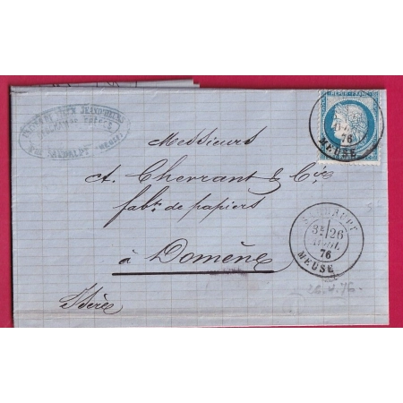 N°60 CAD TYPE 18 SAUDRUPT MEUSE POUR DOMENE ISERE LETTRE