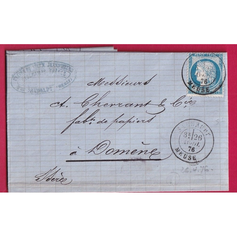N°60 CAD TYPE 18 SAUDRUPT MEUSE POUR DOMENE ISERE LETTRE