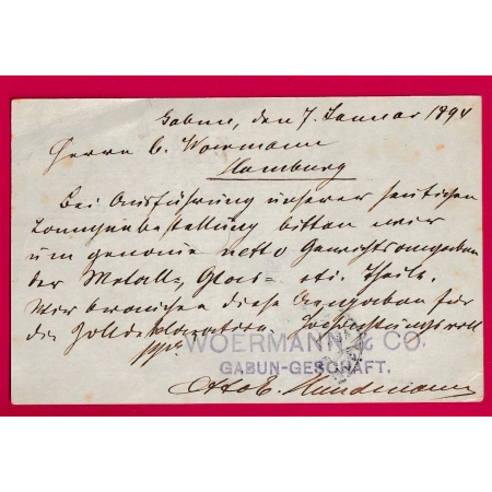 ENTIER 10C GROUPE LIBREVILLE CONGO FRANCAIS 1894 POUR HAMBOURG ALLEMAGNE LETTRE