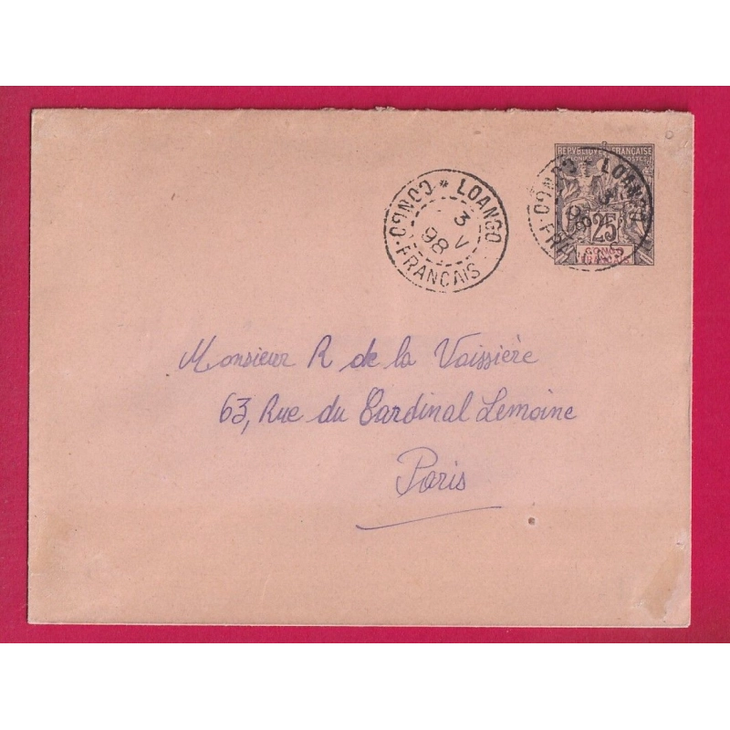 ENTIER 25 LOANGO CONGO FRANCAIS POUR PARIS LETTRE