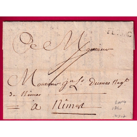MARQUE FLORAC LOZERE 1790 LENAIN N°4 INDICE 17 POUR NIMES GARD LETTRE