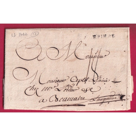 MARQUE EPINAL VOSGES LENAIN N°3 1782 INDICE 13 POUR BEAUCAIRE GARD LETTRE