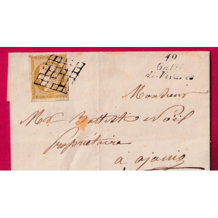 N°1 BISTRE VERDATRE CURSIVE  19 GATTI DI VIVARIO CORSE POUR AJACCIO GRILLE LETTRE