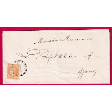 N°28 CAD TYPE TYPE 22 CARGESE CORSE POUR AJACCIO  1868 LETTRE
