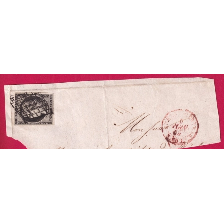 N°3 GRILLE PARIS AD ROUGE BUREAU CENTRAL SUR FRAGMENT STAMP FRANCE