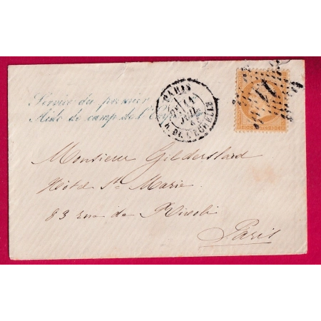 N°21 PARIS ETOILE 11 R DE L'ECHELLE INDICE 19 FRANCHIS AIDE DE CAMP DE L'EMPEREUR LETTRE
