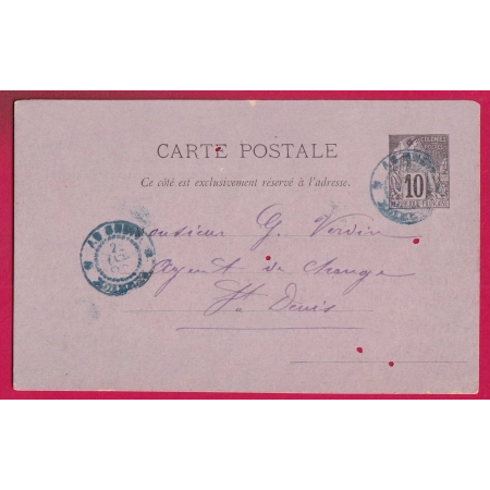 ENTIER ALPHEE DUBOIS CAD BLEU LA REUNION ?? POUR ST DENIS 1892 LETTRE