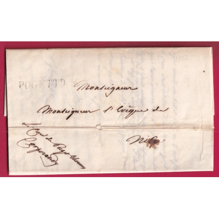 MARQUE SARDE POGETTO ALPES MARITIMES FRANCHISE LE CURE DE PUGET THENIERS POUR NICE 1842 LETTRE