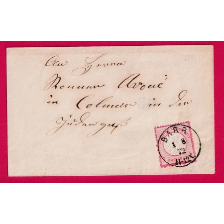 ALSACE LORRAINE BARR BAS RHIN 1872 POUR COLMAR LETTRE