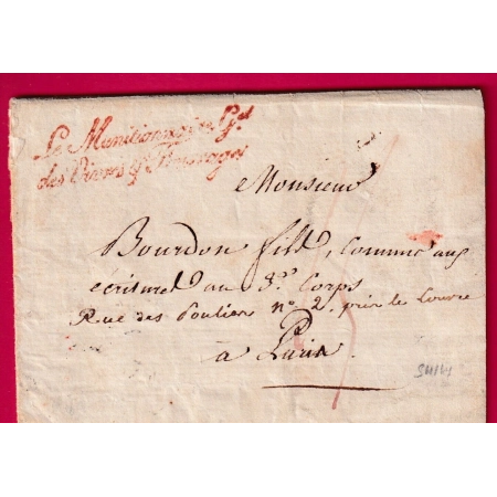FRANCHISE LE MUNITIONNAIRE GAL DES VIVES ET FOURRAGES POUR ARMEES DU NORD 31 MAI 1815 PERIODE CENTS JOURS LETTRE