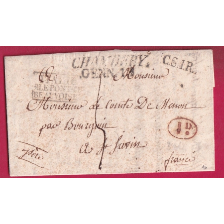 MARQUE SARDE CHAMBERY HAUTE SAVOIE 1831 + DECIME RURAL ST SAVIN ISERE PRES BOURGOIN LETTRE