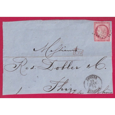 N°57 GC 5098 SMYRNE TURQUIE TURKEY 1872 POUR THIZY RHONE DEVANT DE LETTRE FRONT COVER