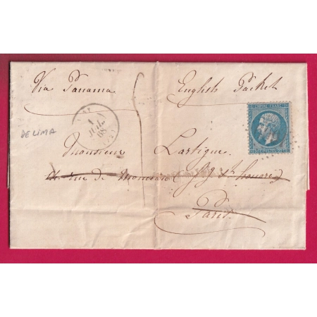 LETTRE ACHEMINEE DE LIMA PEROU PERU N°22 GC 1609 GAGNY SEINE ET OISE POUR PARIS REEXPEDIE ATHIS MONS LETTRE