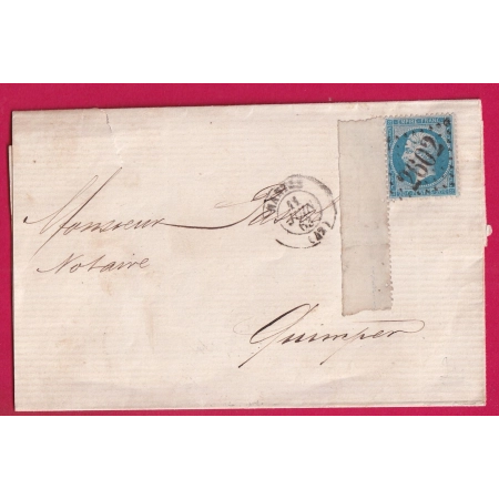 N°22 GRAND BORD DE FEUILLE GC 2602 NANTES LOIRE INFERIEURE POUR QUIMPER FINISTERE LETTRE
