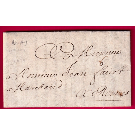 LETTRE DE AMIENS SOMME 1694 POUR REIMS LETTRE