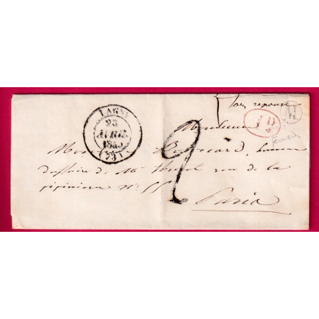 CAD TYPE 14 LAGNY SEINE ET MARNE BOITE RURALE M FERRIERES DECIME RURAL TAXE 2 POUR PARIS 1840 LETTRE
