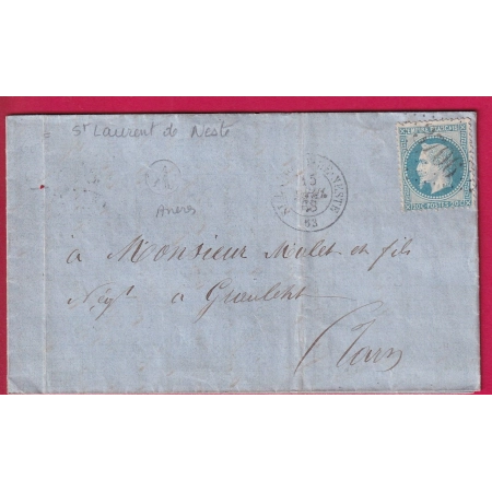 N°29 GC 3706 ST LAURENT DE NESTE HAUTES PYRENEES BOITE RURALE A ANERES POUR GRAULHET TARN LETTRE