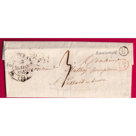 CAD TYPE 12 BLETTERANS JURA BOITE RURALE H COMMENAILLES + DECIME RURAL CURSIVE 70 LESSARD EN BRESSE SAONE ET LOIRE