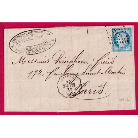 N°60 CONVOYEUR STATION ETIVAL VOSGES INDICE 12 POUR PARIS LETTRE