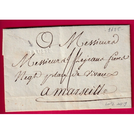 MARQUE A SEC BAUSSE LE BEAUSSET 1785 VAR LENAIN N°2 INDICE 19 POUR MARSEILLE LETTRE