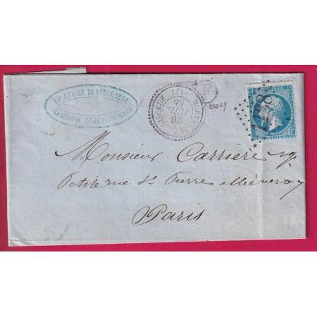 N°22 GC 1168 MORTEAUX COULOIBOEUF CALVADOS CAD TYPE 22 BOITE RURALE F CROCY POUR PARIS LETTRE