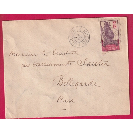 LIBREVILLE GABON 1920 POUR BELLEGARDE AIN LETTRE