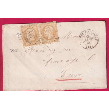 N°21 PAIRE GC 3958 THURY HARCOUE CALVADOS POUR CAEN 1866 LETTRE