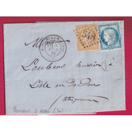 N°60B TYPE II 59 GC 548 BOULOGNE SUR GESSE HAUTE GARONNE POUR LISLE EN DODON LETTRE