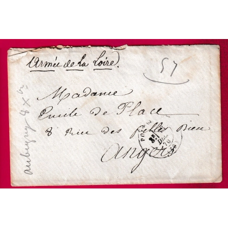 GUERRE 1870 ARMEE DE LA LOIRE PONTOISE SEINE 13 DEC 1870 POUR ANGERS MAINE ET LOIRE ARRIVE 17 DEC LETTRE