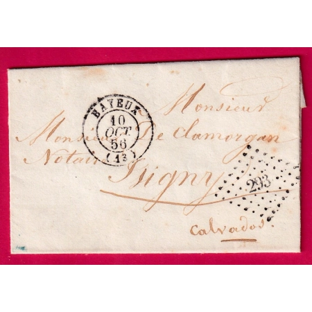 CAD TYPE 15 BAYEUX CALVADOS PC 293 TIMBRE AU DOS N°14 POUR ISIGNY LETTRE