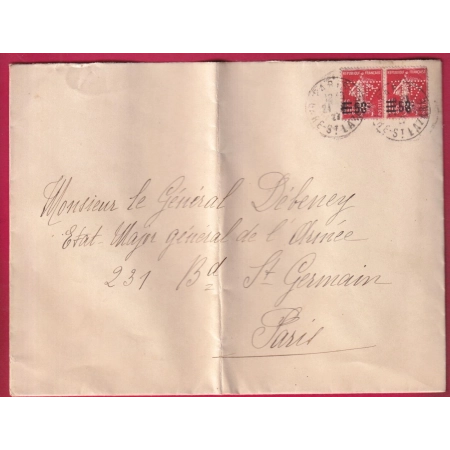 N°225 PAIRE PERFORE BP TRIANGLE PARIS POUR PARIS 1927 LETTRE