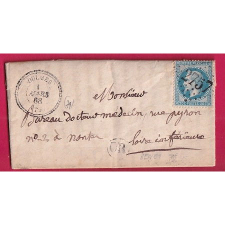 N°29 GC 2757 OULMES VENDEE OR BENET POUR NANTES CAD TYPE 22 LETTRE