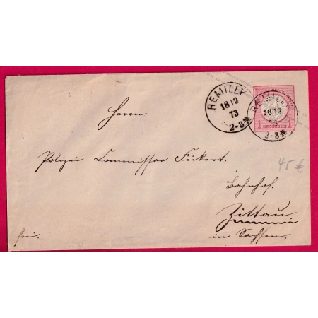 ALSACE LORRAINE ENTIER 1 GROCHEN REMILLY MOSELLE 1873 POUR ALLEMAGNE LETTRE