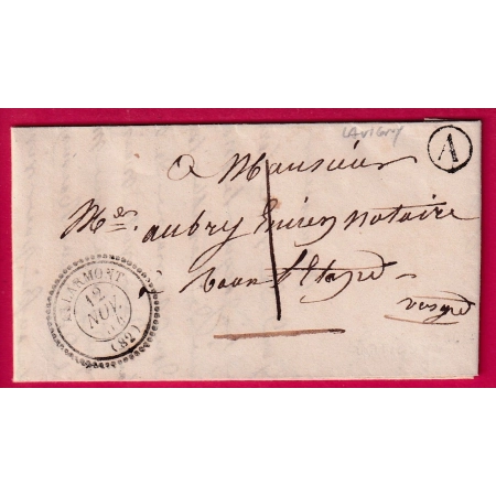 CAD TYPE 22 ALLARMONT VOSGES TAXE LOCALE 1 BOITE RURALE A LAVIGNY LETTRE