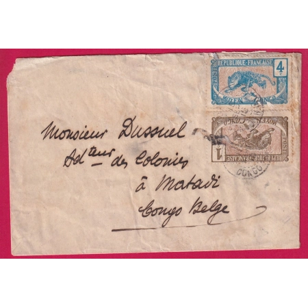 CONGO FRANCAIS OUESSO 1915 POUR MATADI CONGO BELGE LETTRE