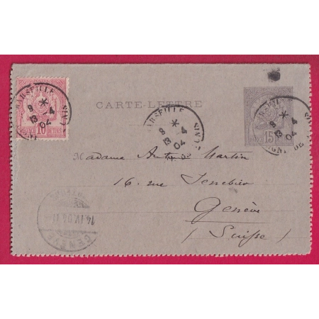 ENTIER REGENCE DE TUNIS CAD MARSEILLE LIGNE DE TUNIS POUR GENEVE SUISSE LETTRE