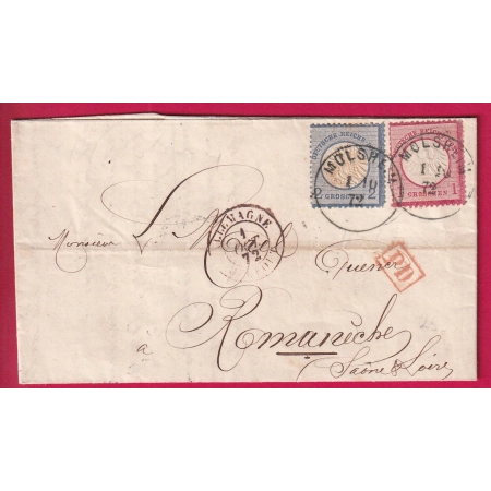 ALSACE LORRAINE MOLSHEIM BAS RHIN POUR ROMANECHE SAONE ET LOIRE 1872 LETTRE