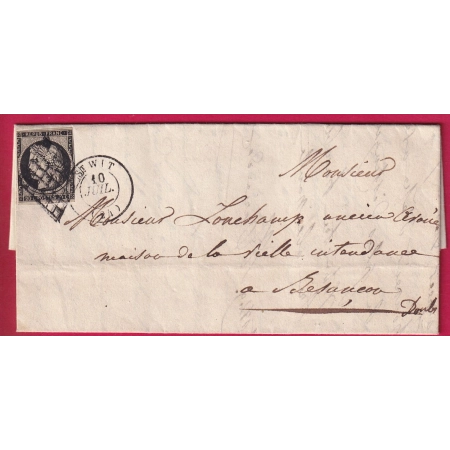 N°3 GRILLE ST WIT DOUBS POUR BESANCON 1849 LETTRE